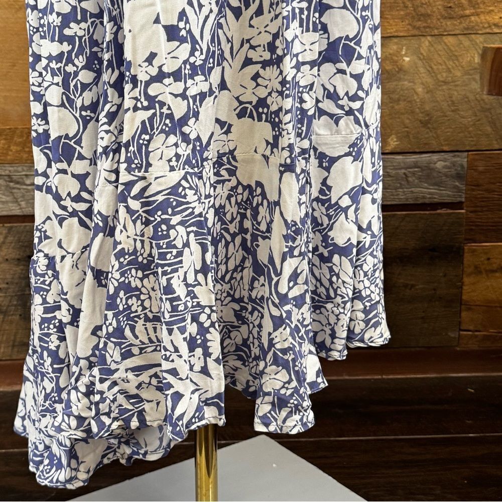 Cynthia Rowley white and Blue Tiered Maxi Skirt NWT sz M - Picture 3 of 15